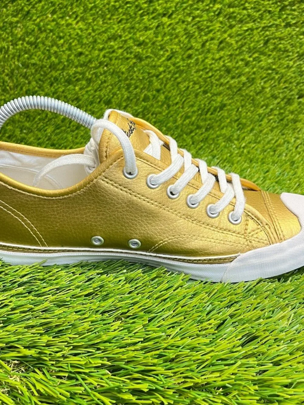 Converse Jack Purcell Womens Size 9 Gold White Athletic Leather Shoes Sneakers - Picture 4 of 10